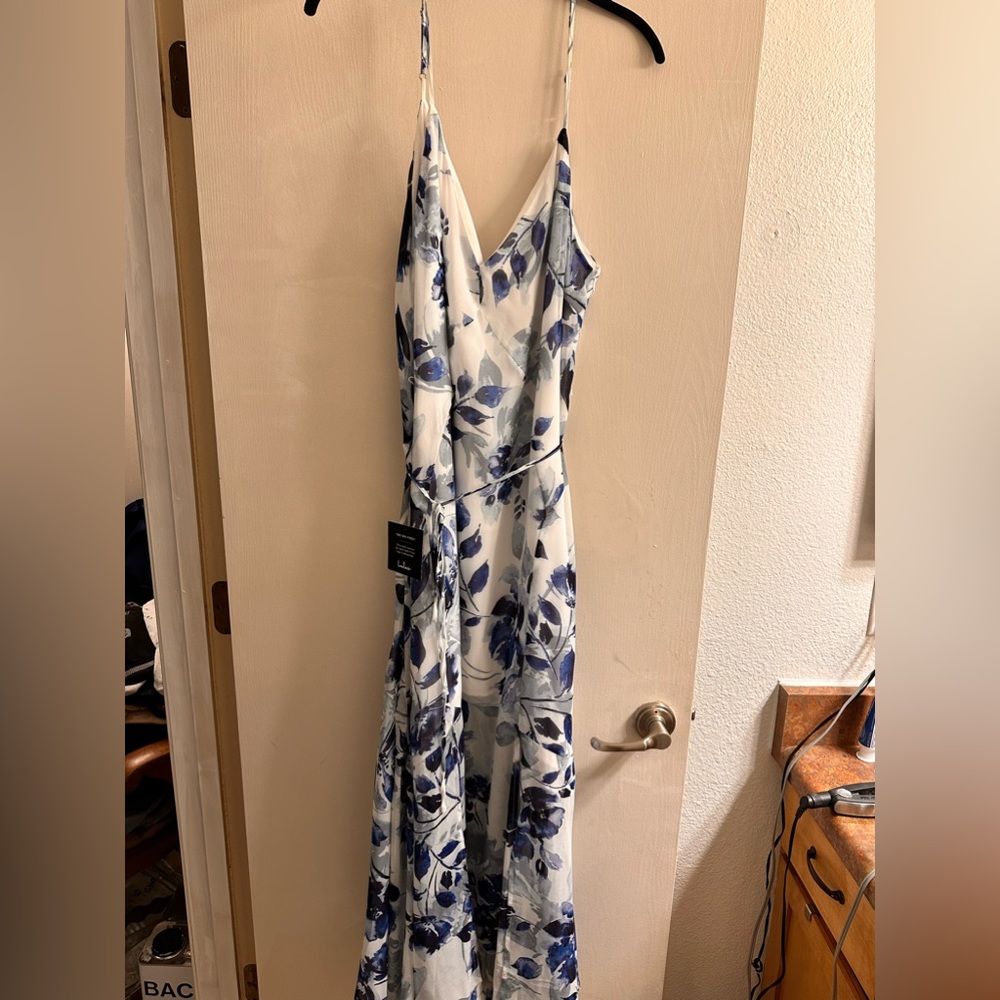 Lulus Carlotta White and Blue maxi dress